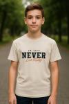 İN LİFE NEVER YAZAN GARSON BOY ERKEK TİŞÖRT Krem