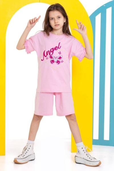 KALP ORTASI KELEBEK ANGEL ŞORTLU KIZ TAKIM  Açık Pembe