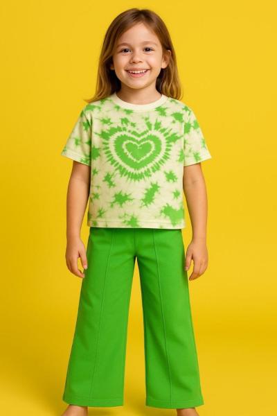 KALPLİ EBRULİ TŞÖRTLÜ KIZ İSPANYOL TAKIM  Yeşil