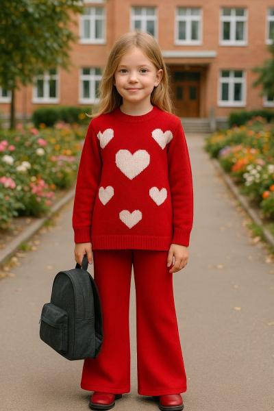 KALPLİ TRİKO KIZ TAKIM Kırmızı