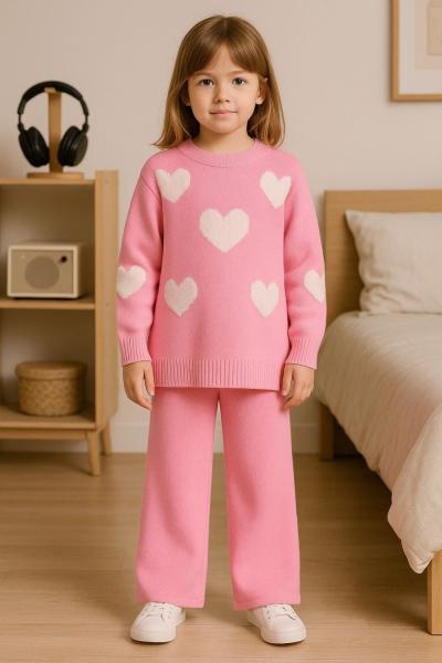 KALPLİ TRİKO KIZ TAKIM Pembe