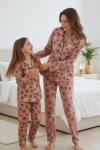KAR TANESİ DESENLİ SÜET ANNE PİJAMA TAKIMI  Pembe