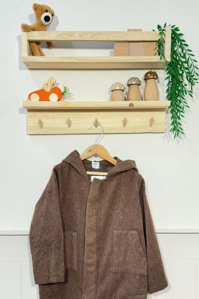 KAŞE KUMAŞ FERMUARLI CEPLİ KABAN Kahverengi