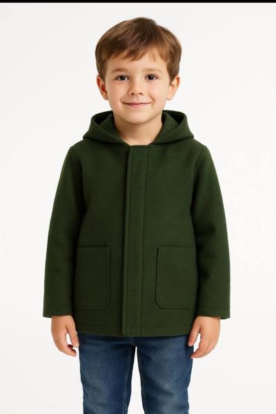 KAŞE KUMAŞ FERMUARLI CEPLİ KABAN Yeşil