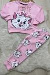 KEDİLİ EŞOFMAN TAKIMI  Pembe