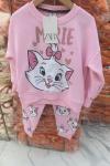 KEDİLİ EŞOFMAN TAKIMI  Pembe