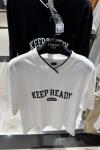 KEEP READY YAZILI  OWERSAYS ERKEK TİŞÖRT  Beyaz