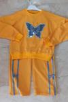KELEBEK BASKILI ALT MİNİK FİYONK ŞERİTLİ KIZ TAKIM  Turuncu