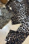 KÜÇÜK LEOPARLI SÜET KIZ PİJAMA TAKIMI Leopar