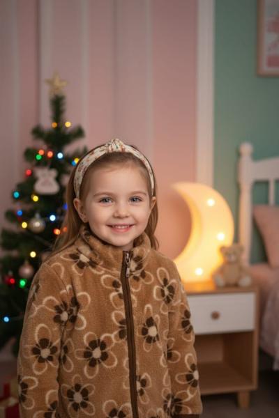 KÜÇÜKLER ÇİÇEKLİ  DESEN POLAR CEKET Kahverengi