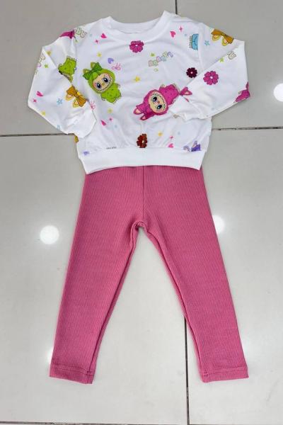 KULAKLARI FİYONKLU ÇİÇEKLİ LABUBU TAYTLI TAKIM Gül