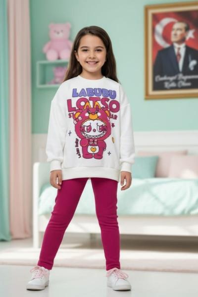 LABUBU LOTSO FİTİLLİ İKİ İP KIZ TAKIM Koyu Pembe