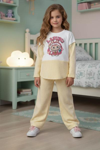 LABUBU SU YOLU KUMAŞI KIZ TARZ TAKIM Sarı