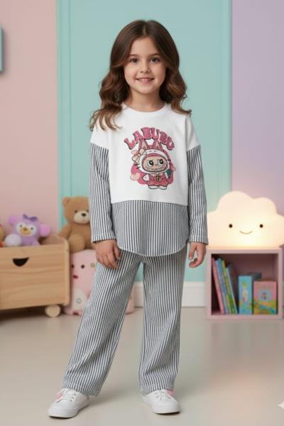 LABUBU SU YOLU KUMAŞI KIZ TARZ TAKIM Siyah