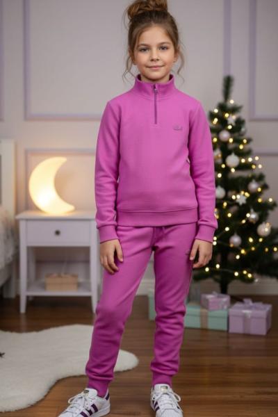 LACOSTE ÇAKIL TAŞI YARIM FERMUARLI KIZ TAKIM Mor