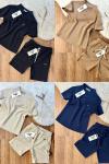 LACOSTE GARSON BOY İKİ DÜĞMELİ ERKEK ŞORTLU TARZ  TAKIM  Kahverengi