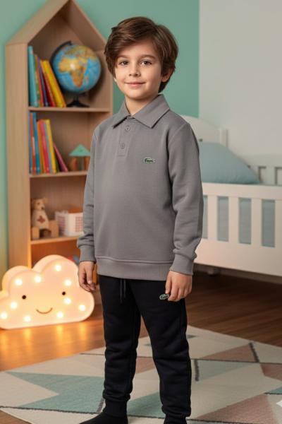 LACOSTE İKİ İPLİK ŞARDONLU GÖMLEK YAKA ERKEK TARZ TAKIM Gri