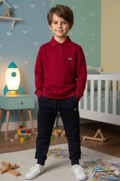 LACOSTE İKİ İPLİK ŞARDONLU GÖMLEK YAKA ERKEK TARZ TAKIM Kırmızı