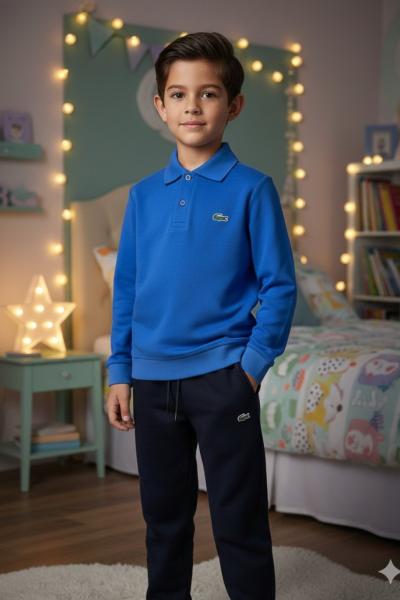 LACOSTE İKİ İPLİK ŞARDONLU GÖMLEK YAKA ERKEK TARZ TAKIM Mavi