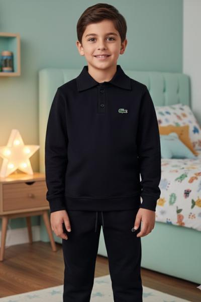 LACOSTE İKİ İPLİK ŞARDONLU GÖMLEK YAKA ERKEK TARZ TAKIM Siyah