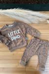 LİTTLE DİNO BASKILI İKİLİ SWEET TAKIM  Kahverengi