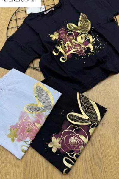 LOVE BASKILI TİŞÖRT  Siyah