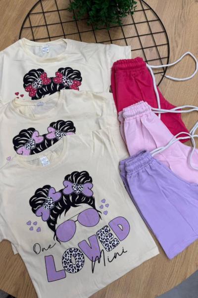 LOVED MİNİ  GÖZLÜKLÜ ŞORTLU TAKIM  Lila