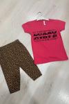 LUXXO GİRLS TAYTI LEOPARLI KIZ TAKIM Nar Çiçeği