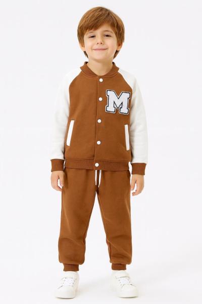 M YAZILI 3 İP ŞARDONLU KOLEJ MONT-TAKIM Kahverengi