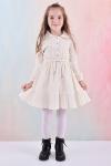 MİNİK ÇİÇEKLİ BELİ İPLİ DÜGMELİ ELBİSE Lila