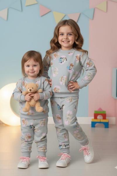 MİNNİE VE FİL MODEL KIZ TAKIM  Gri