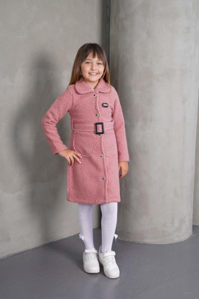 MIU YAZILI CEPLİ KEMERLİ UZUN KABAN Gül