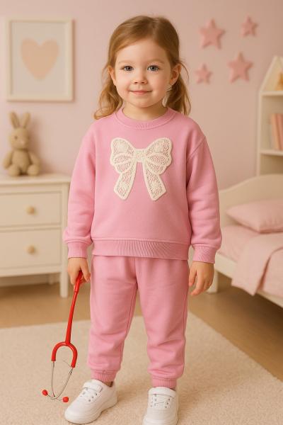 NAKIŞ FİYONKLU İKİ İP PENYE KIZ TAKIM Gül