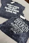 NEW YORK CİTT BROOKLYN YAZAN KIZ TİŞÖRT  Siyah