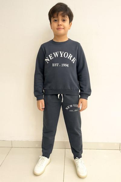 NEW YORK YAZILI EŞOFMAN TAKIMI  Gri