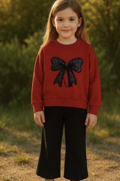 ORTASI DANTEL FİYONKLU KIZ İSPANYOL TAKIM  Kırmızı