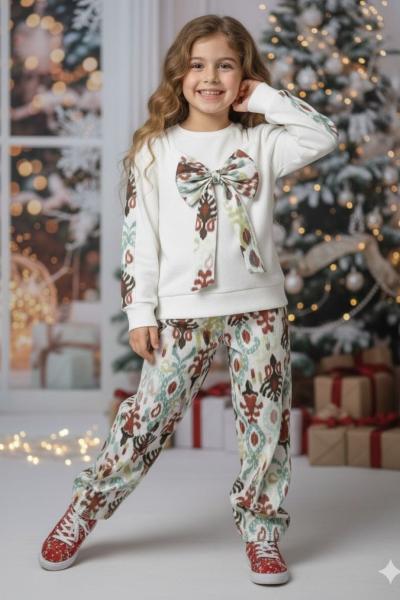 ORTASI FİYOKLU ETNİK DESEN BÜRÜMCÜK KIZ TAKIM Yeşil