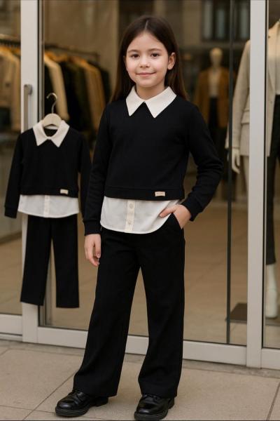 OYSHO GÖMLEK YAKALI KIZ TAKIM  Siyah