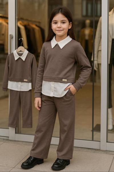 OYSHO GÖMLEK YAKALI KIZ TAKIM  Kahverengi