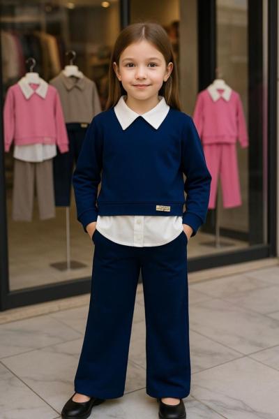 OYSHO GÖMLEK YAKALI KIZ TAKIM  Lacivert