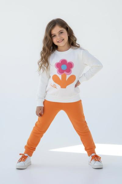 PAPATYA OK İŞARETLİ DESENLİ KIZ TARZ TAKIM Turuncu