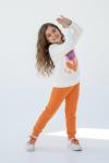 PAPATYA OK İŞARETLİ DESENLİ KIZ TARZ TAKIM Turuncu