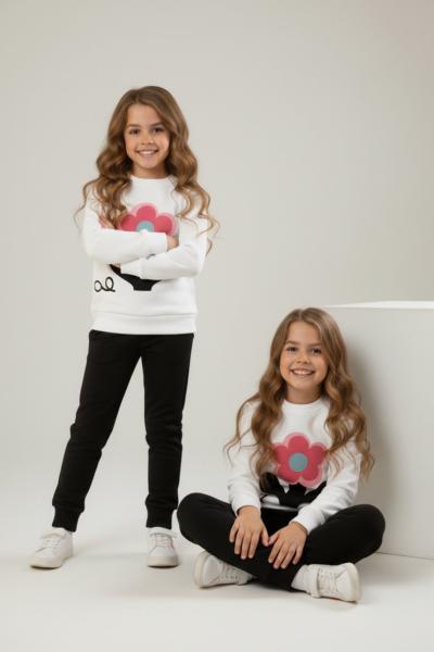 PAPATYA OK İŞARETLİ DESENLİ KIZ TARZ TAKIM Siyah