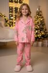 PEMBE KALP VE AYICIK DETAYLI SÜET KIZ ÇOCUK PİJAMA Pembe