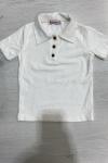 POLO YAKA 3 DÜĞMELİ KISA KOL SWEAT Beyaz