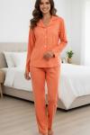 PUANLI SÜET ANNE PİJAMA TAKIMI  Turuncu