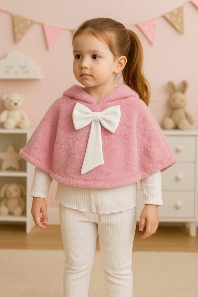 PUDRAYA BEYAZ RENKLİ PELUŞ PANÇOLU TAYTLI TAKIM Pudra