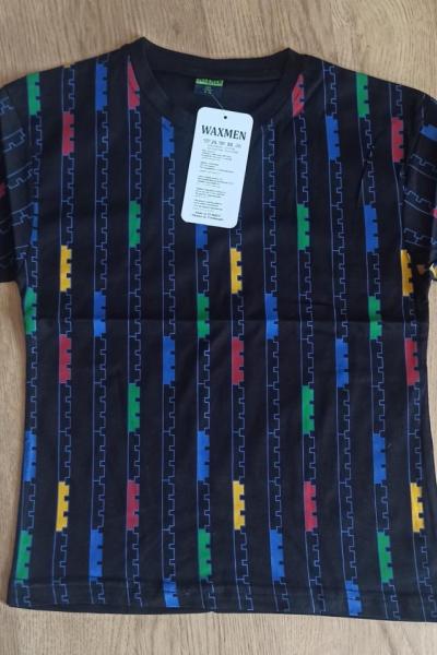 RENKLİ YAPBOZ DESENLİ TİŞÖRT Siyah