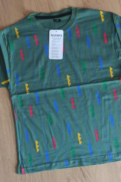 RENKLİ YAPBOZ DESENLİ TİŞÖRT Yeşil