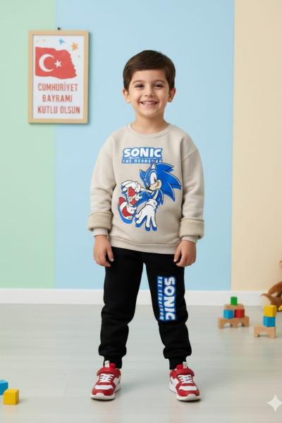 SONİC BASKILI ERKEK TAKIM Bej